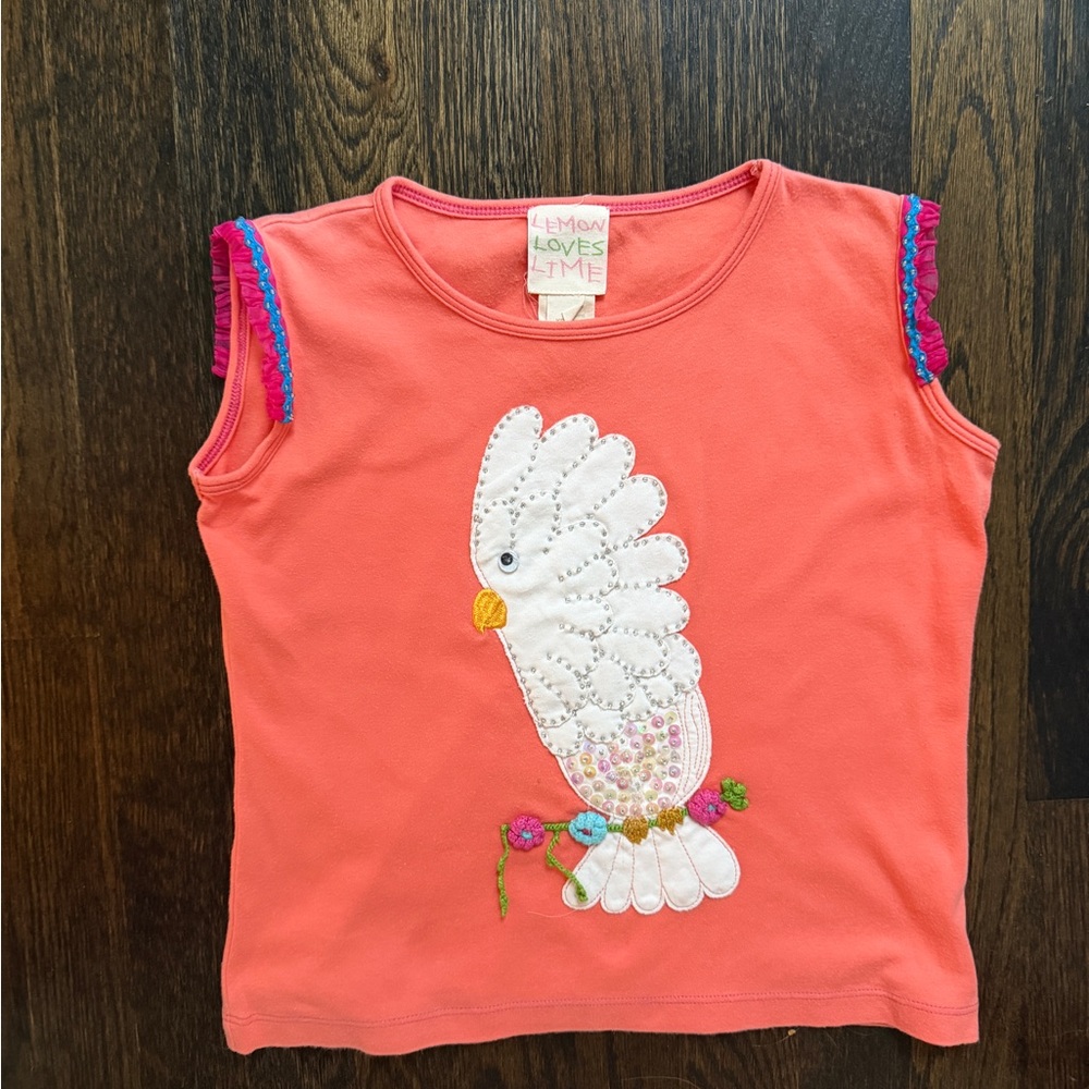 Lemon Loves Lime Pink Tank Top with Bird Design